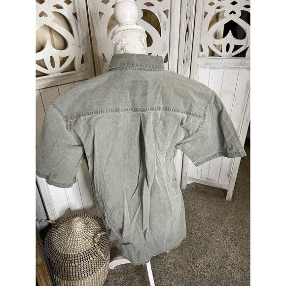 Vintage Grass Roots Green Cargo Utility Hiking Camp Shirt Safari Large - Picture 2 of 5